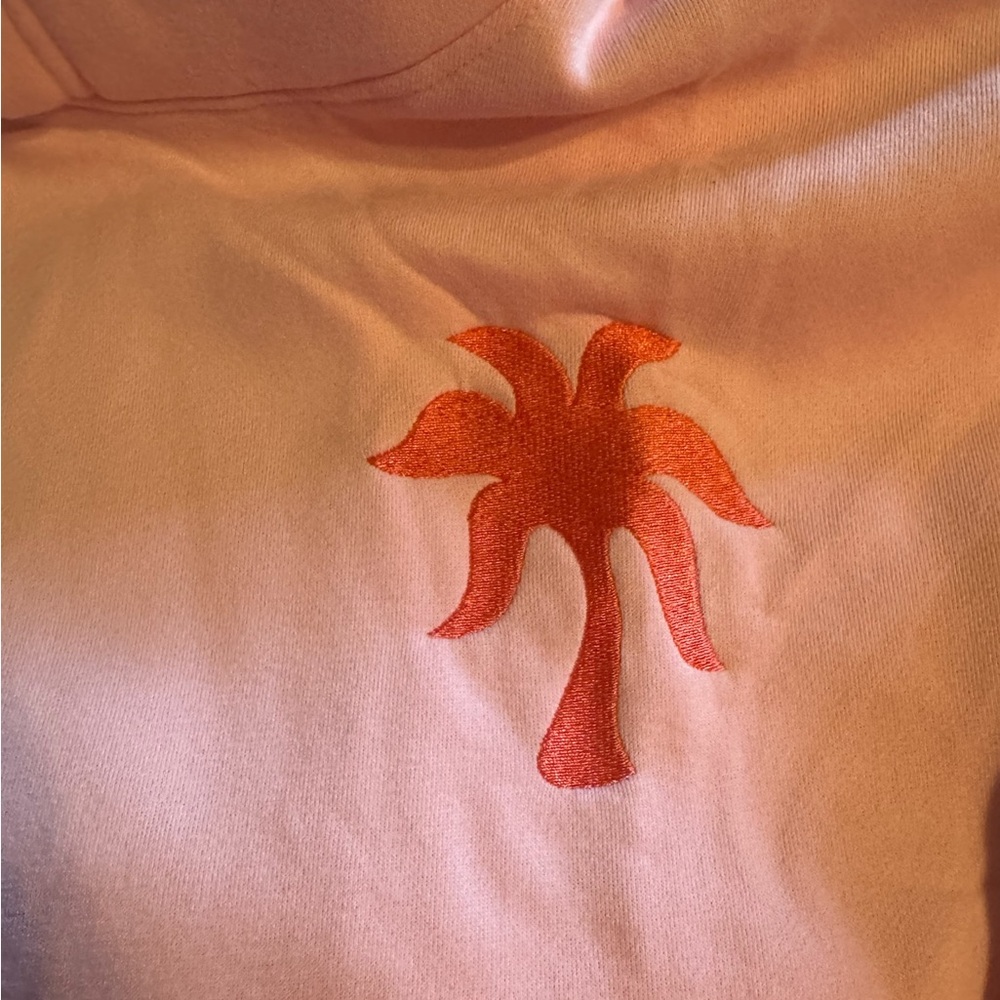 Pink Palm Puff Women's Hoodie - Picture 3 of 7